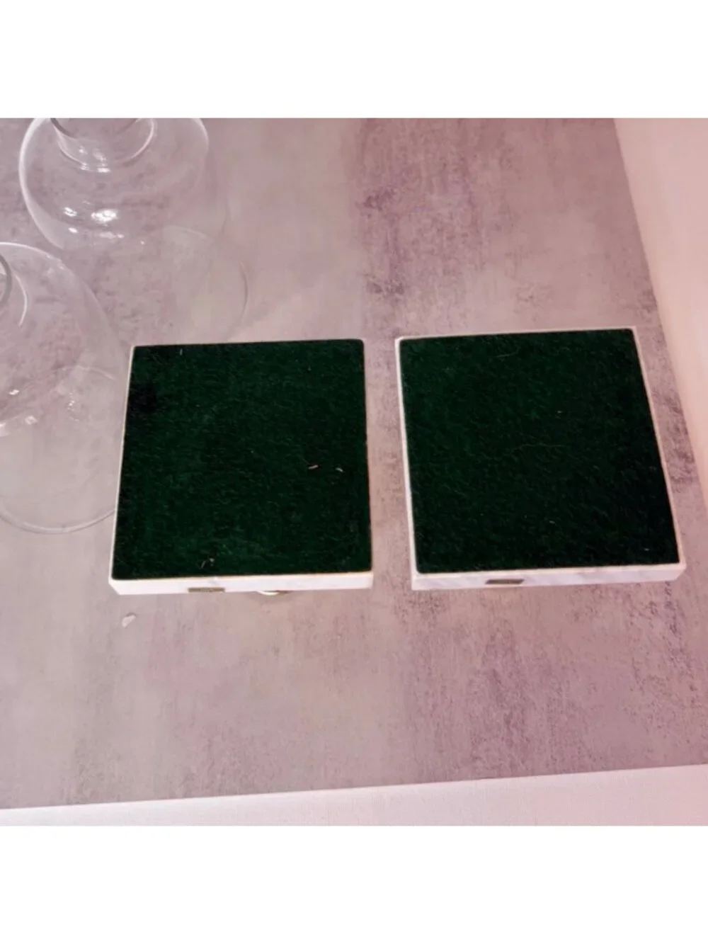 Vintage Italian Hurricane Candle Holder Set of 2 Brass Marble Etched Glass Pair